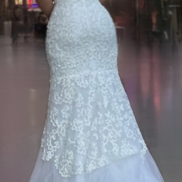 White Sequin Embellished Sweetheart Wedding Gown - Picture 8 of 10